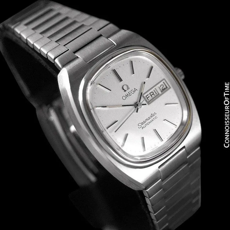 1983 Omega Seamaster Vintage Mens TV Watch, Automatic, Day Date - Stainless Steel
