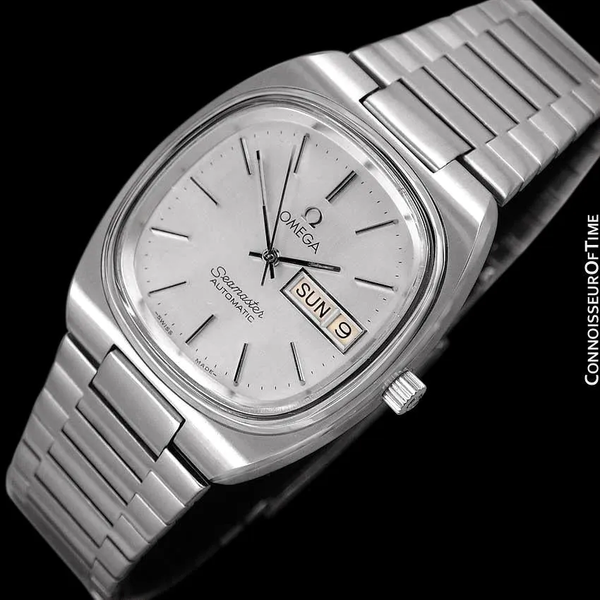 1983 Omega Seamaster Vintage Mens TV Watch, Automatic, Day Date - Stainless Steel