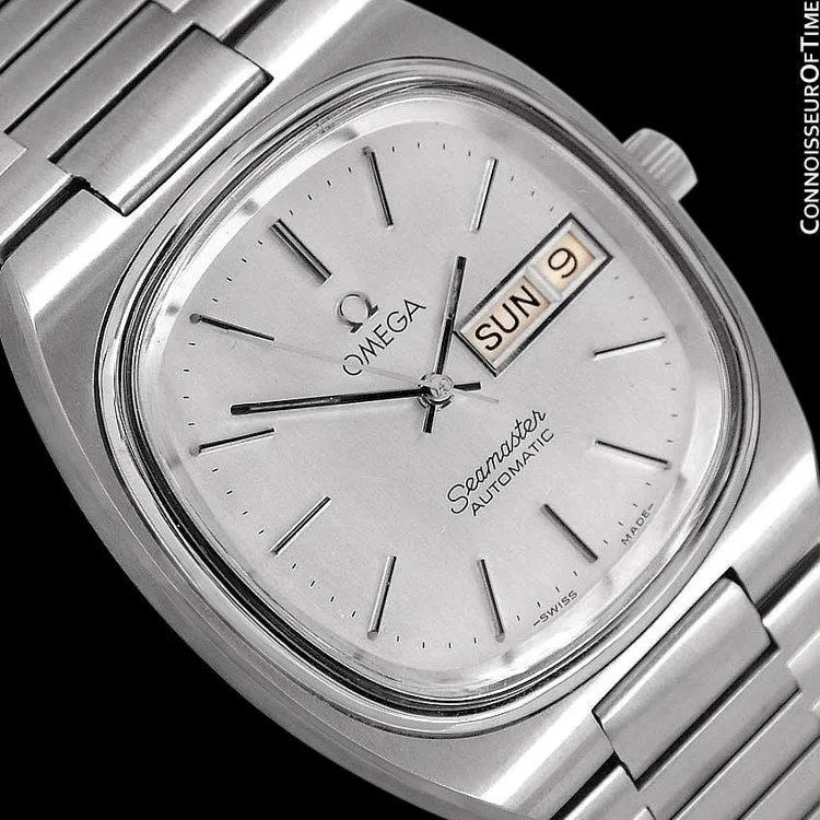1983 Omega Seamaster Vintage Mens TV Watch, Automatic, Day Date - Stainless Steel