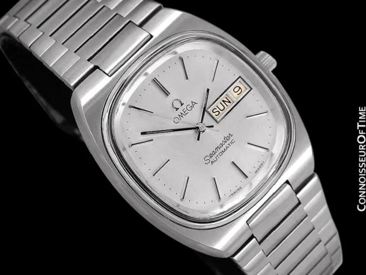 1983 Omega Seamaster Vintage Mens TV Watch, Automatic, Day Date - Stainless Steel
