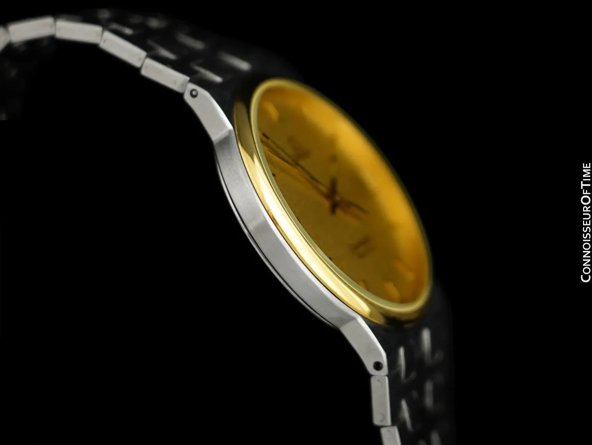 1984 Omega Seamaster Classic Vintage Retro Mens Quartz Watch, Date - Stainless Steel & 18K Gold Plated