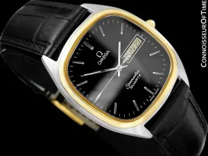 1984 Omega Seamaster Vintage Retro Mens Full Size Quartz Watch, Day Date - 18K Gold Plated & Stainless Steel