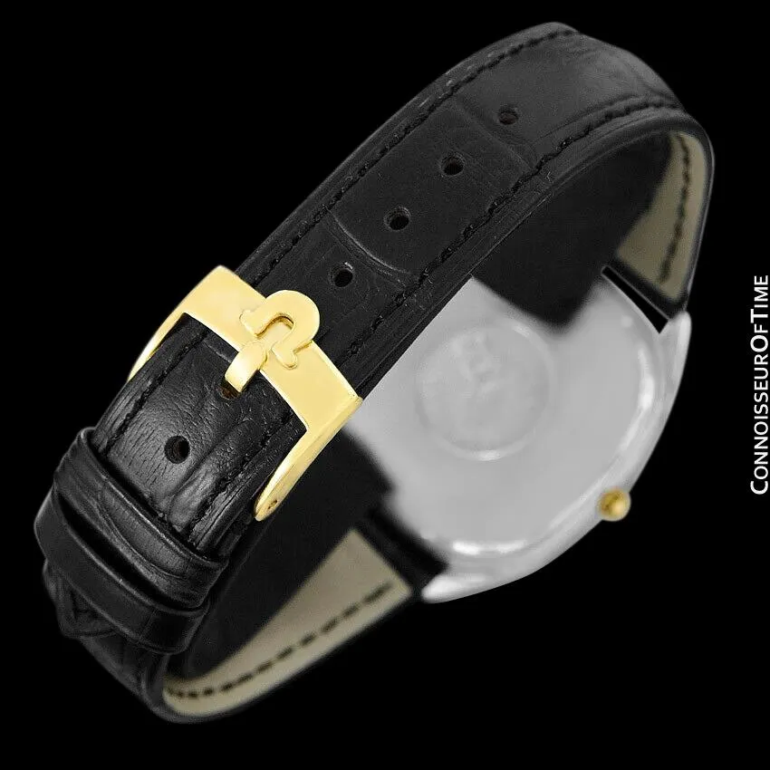 1984 Omega Seamaster Vintage Retro Mens Full Size Quartz Watch, Day Date - 18K Gold Plated & Stainless Steel