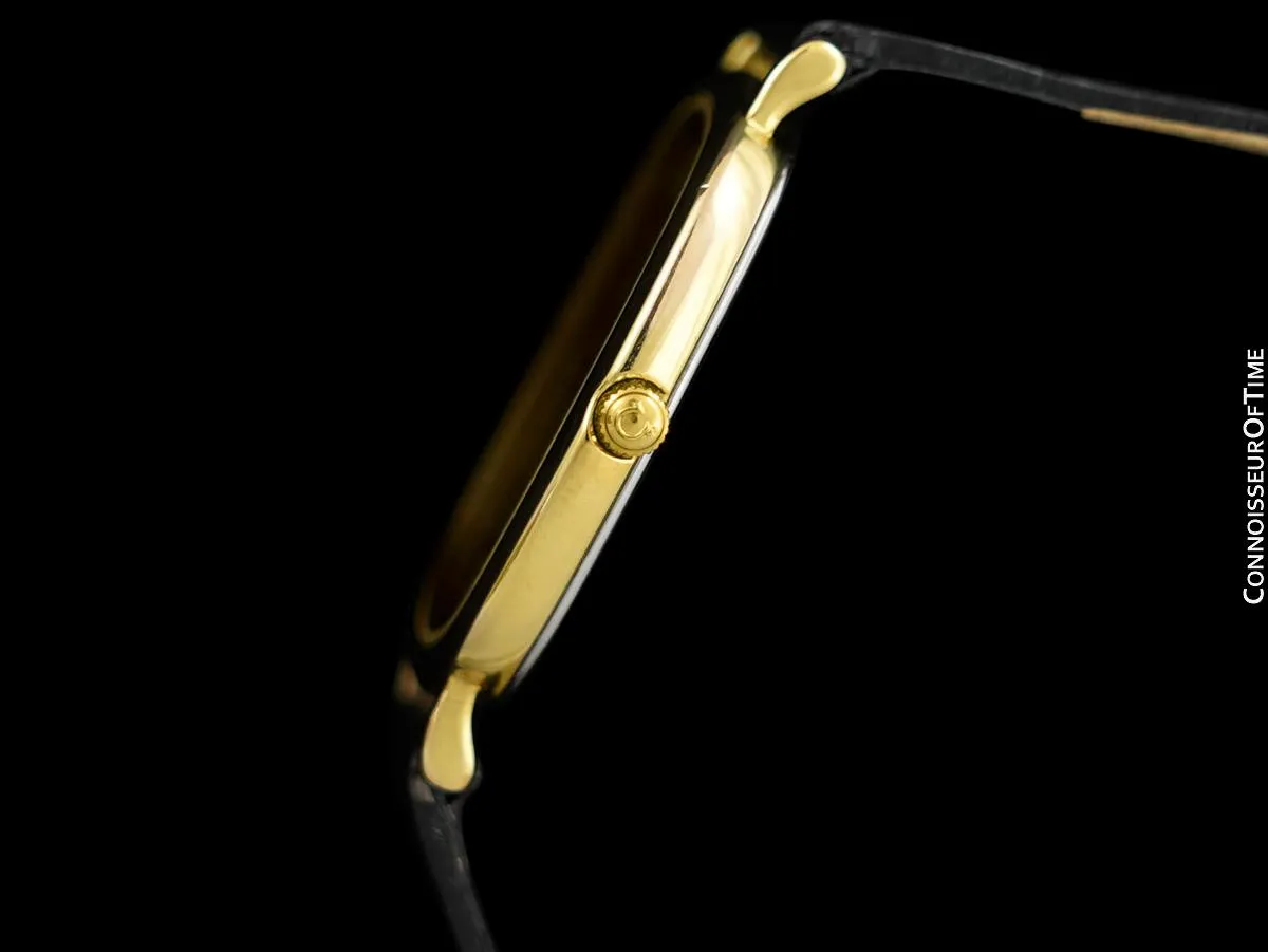 1989 Omega De Ville Mens Midsize Ultra Thin Dress Watch - 18K Gold Plated & Stainless Steel