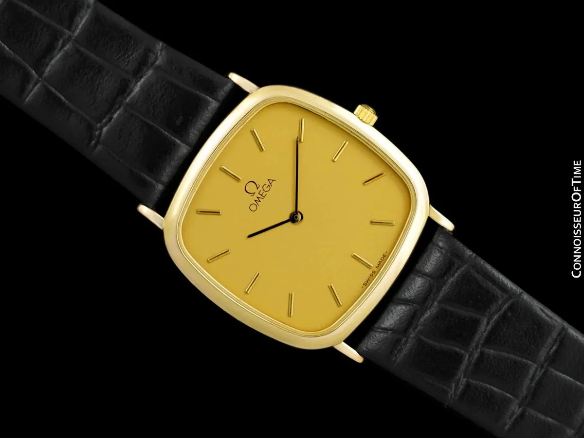 1989 Omega De Ville Mens Midsize Ultra Thin Dress Watch - 18K Gold Plated & Stainless Steel
