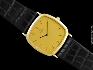 1989 Omega De Ville Mens Midsize Ultra Thin Dress Watch - 18K Gold Plated & Stainless Steel