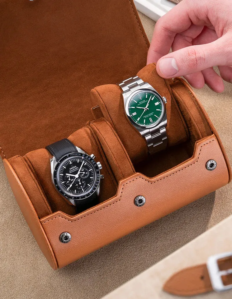 2 Slot Watch Roll - Brown