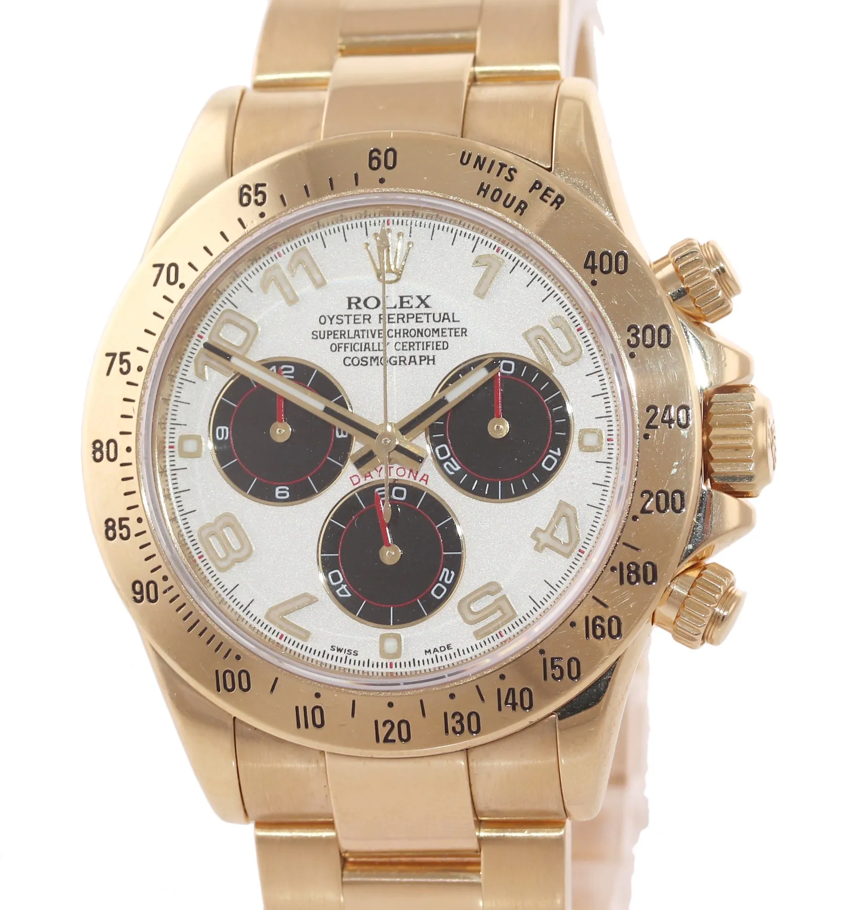 2010 PAPERS Rolex Daytona 116528 White Panda Dial 18K Yellow Gold 40mm Watch Box