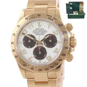 2010 PAPERS Rolex Daytona 116528 White Panda Dial 18K Yellow Gold 40mm Watch Box