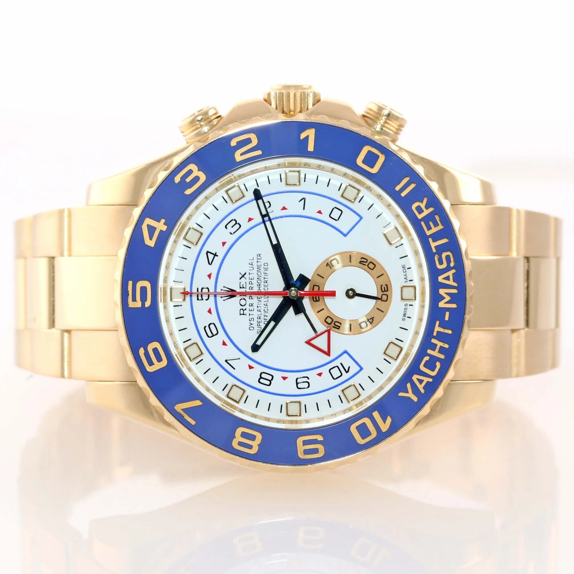 2013 PAPERS BLUE HANDS Men's Rolex Yacht-Master 2 Yellow Gold 116688 44mm Watch
