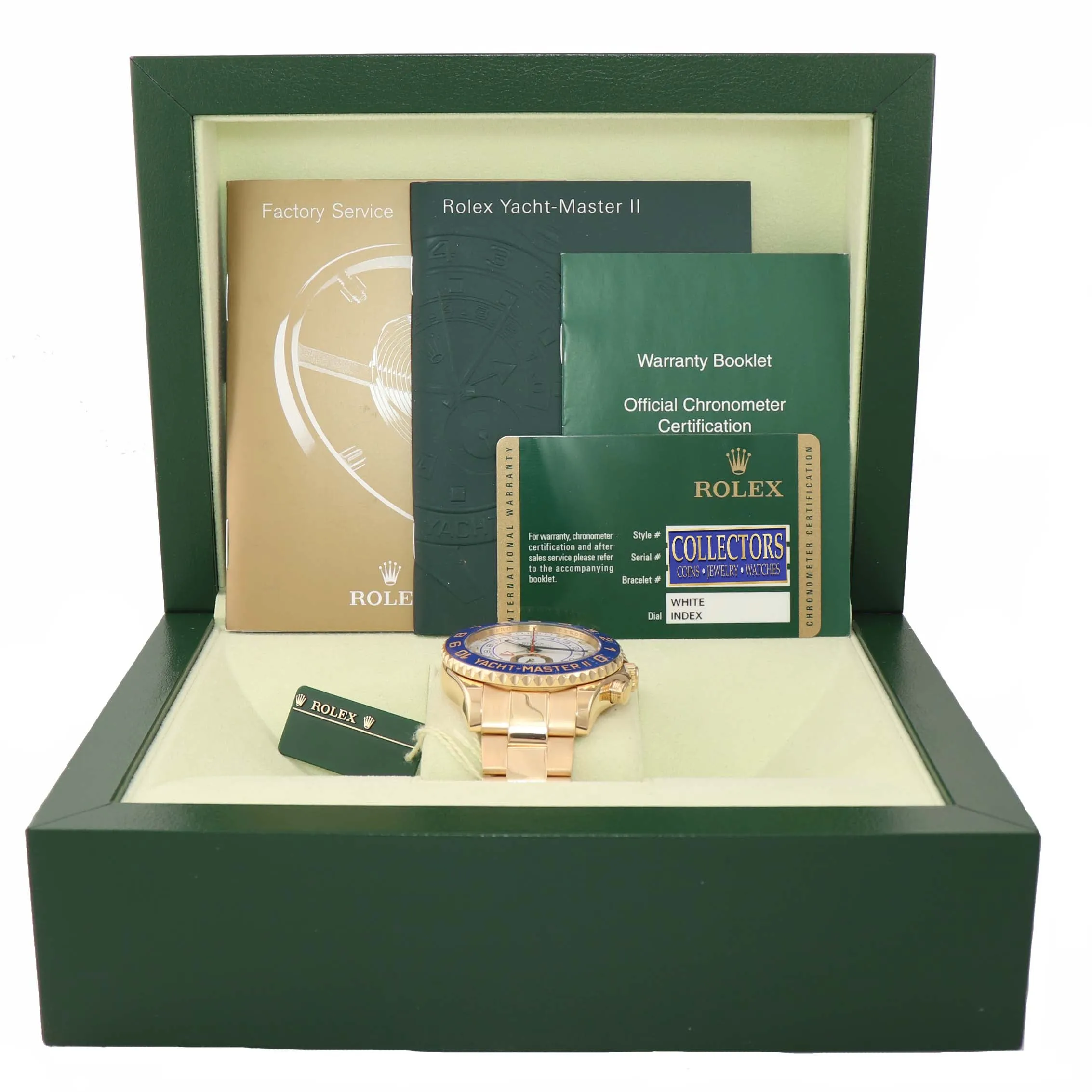 2013 PAPERS BLUE HANDS Men's Rolex Yacht-Master 2 Yellow Gold 116688 44mm Watch