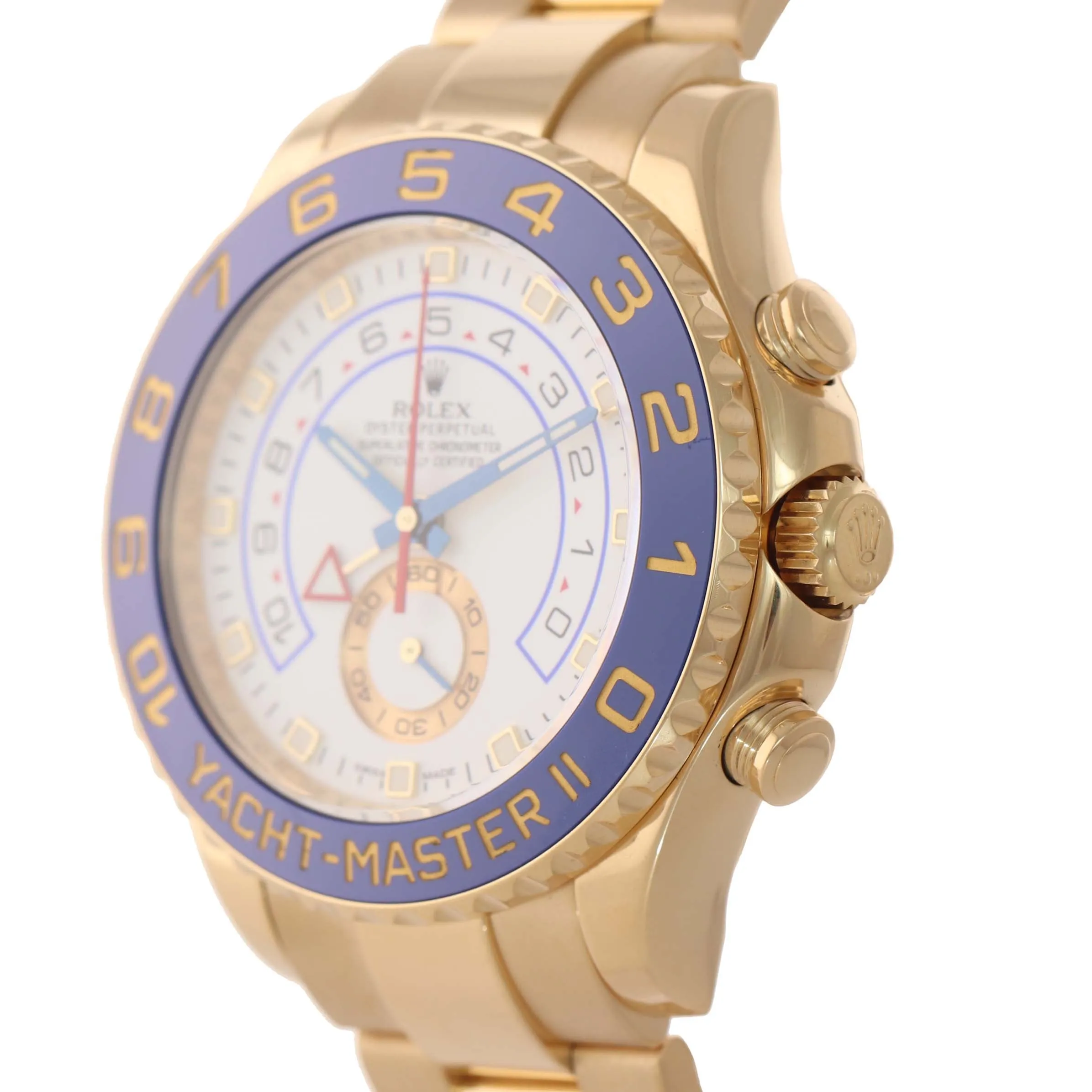 2013 PAPERS BLUE HANDS Men's Rolex Yacht-Master 2 Yellow Gold 116688 44mm Watch