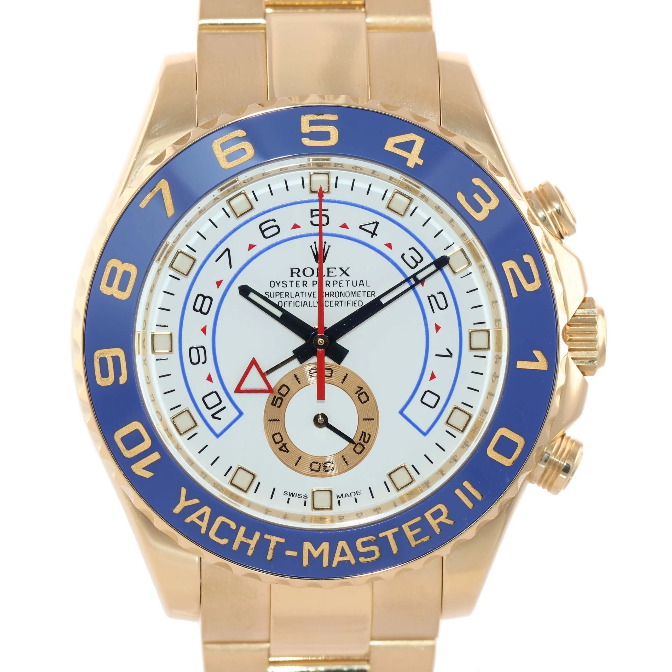 2013 PAPERS BLUE HANDS Men's Rolex Yacht-Master 2 Yellow Gold 116688 44mm Watch