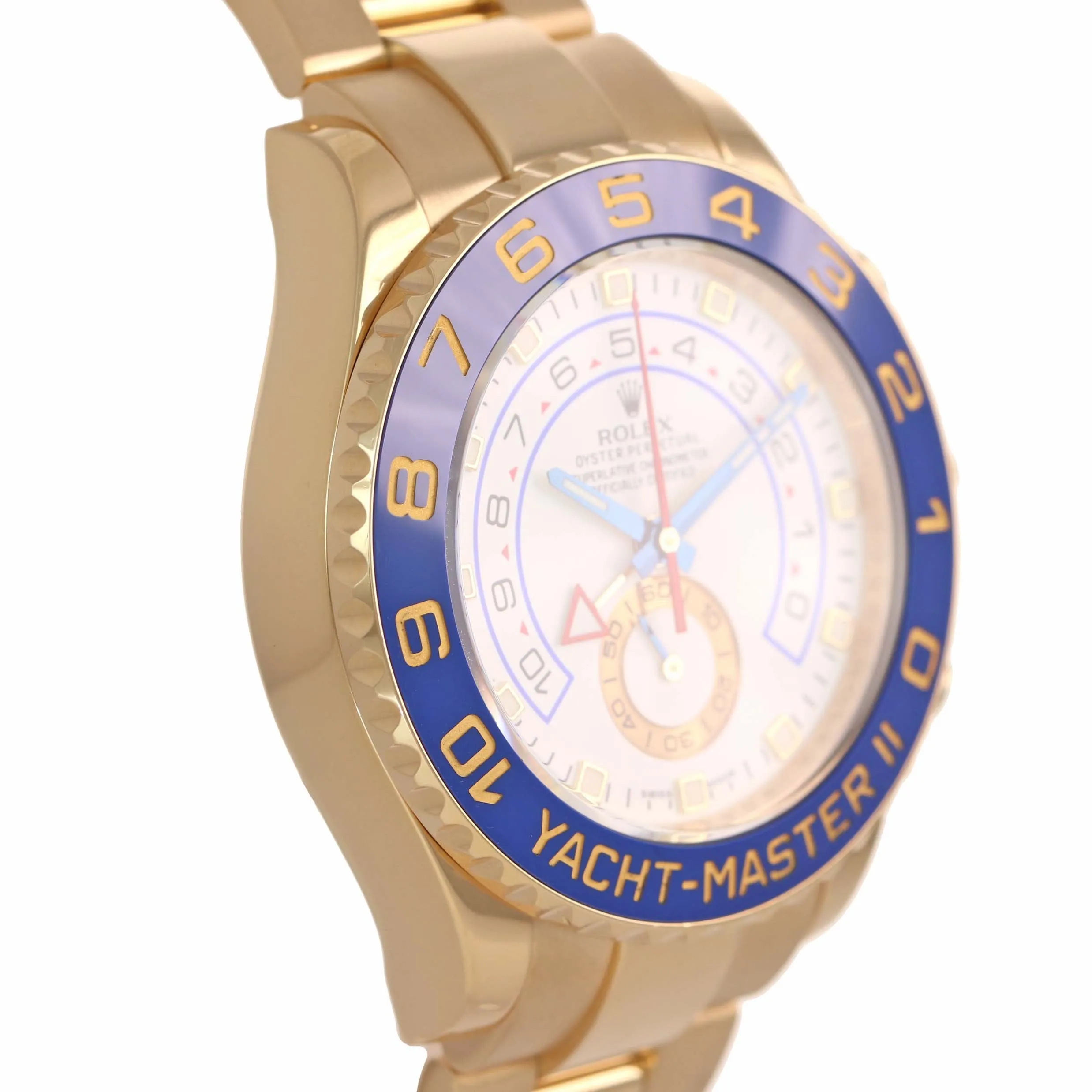2013 PAPERS BLUE HANDS Men's Rolex Yacht-Master 2 Yellow Gold 116688 44mm Watch