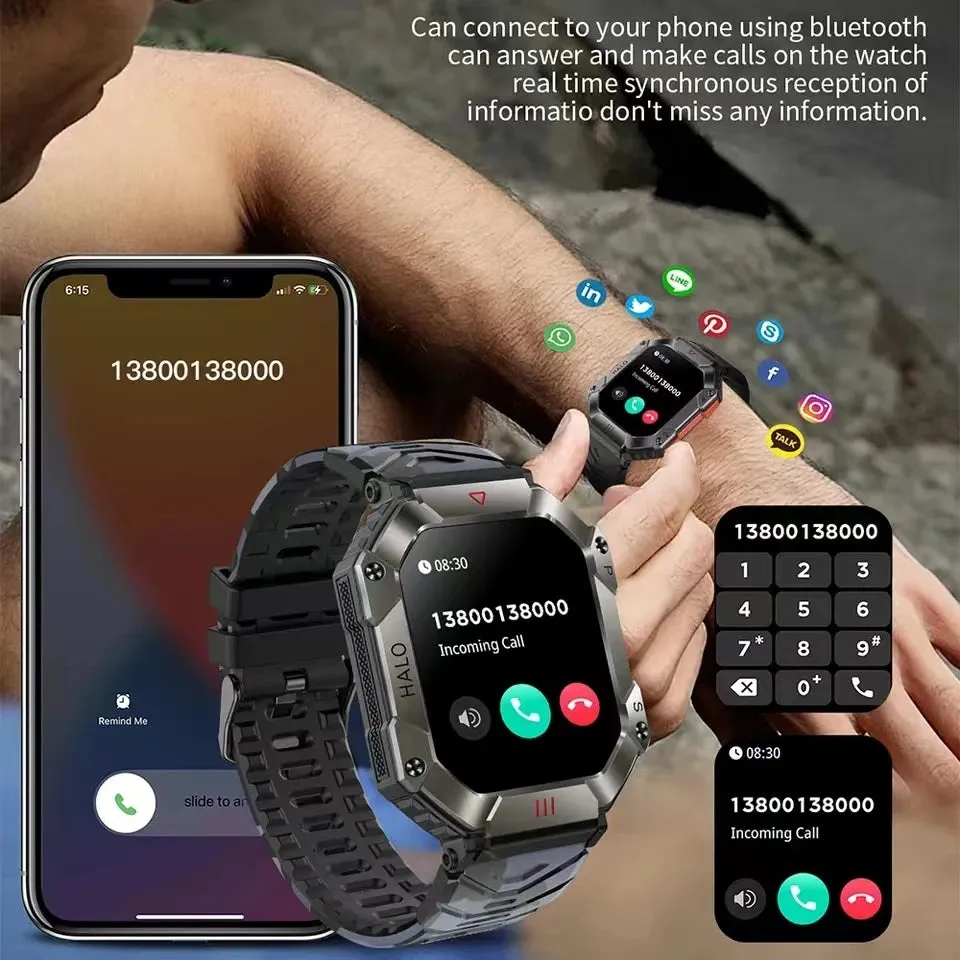 2024 New Military Outdoor Smart Watch - GPS, Weather Tracking, AI Voice, 120  Sports Modes, for Men and Women