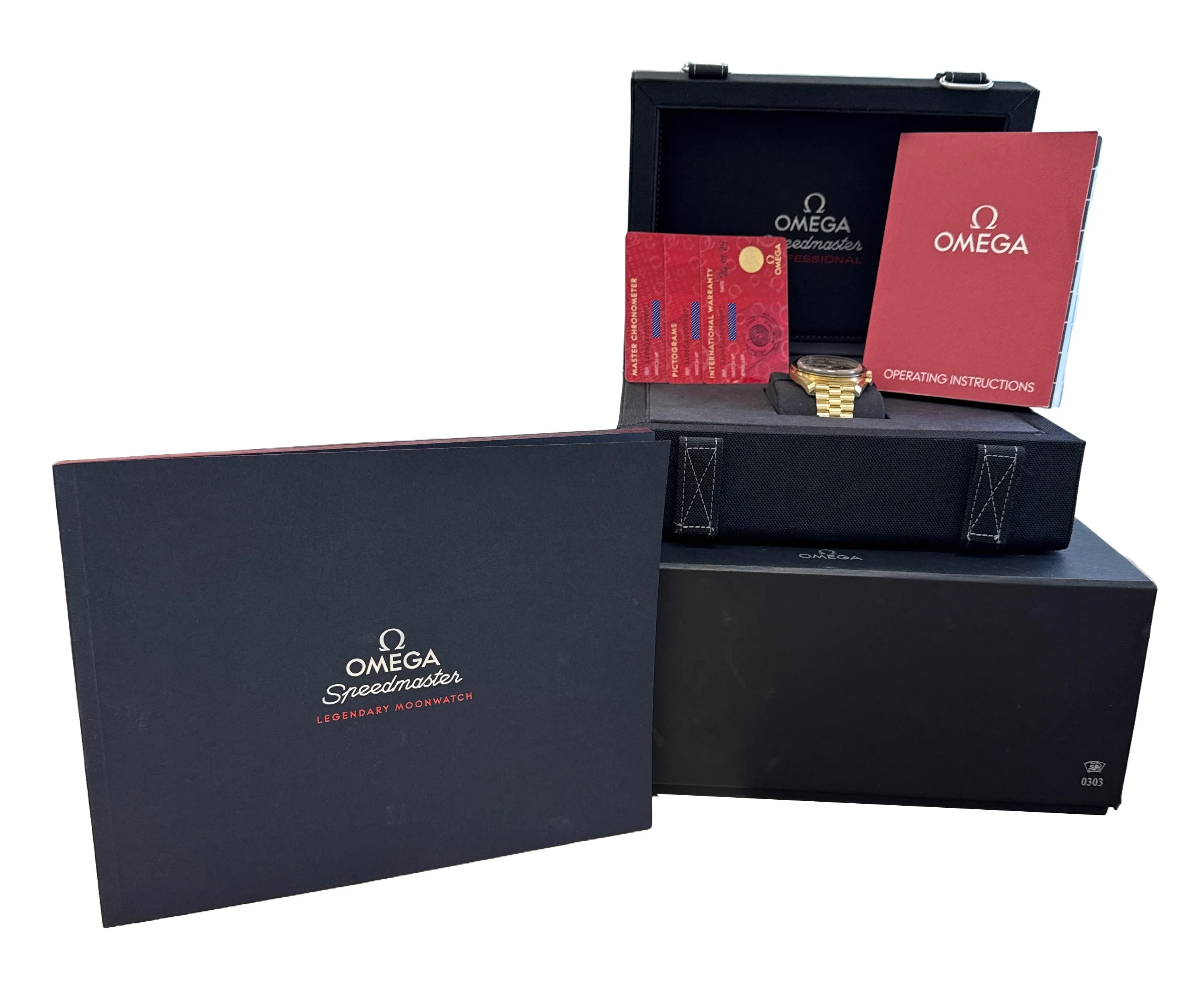 2024 PAPERS Omega Speedmaster MOONSHINE 18K Yellow Gold 310.60.42.50.99.002 BOX