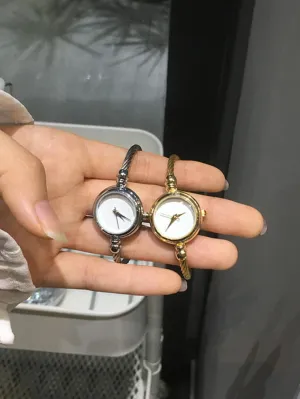 2pcs Round Dial Quartz Watch - White
