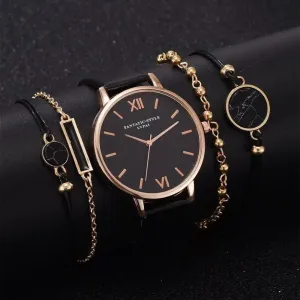 5Pcs Elegant Stylish Buckle Quartz Wrist Watch Set - Fashion Watches For Women and Girls