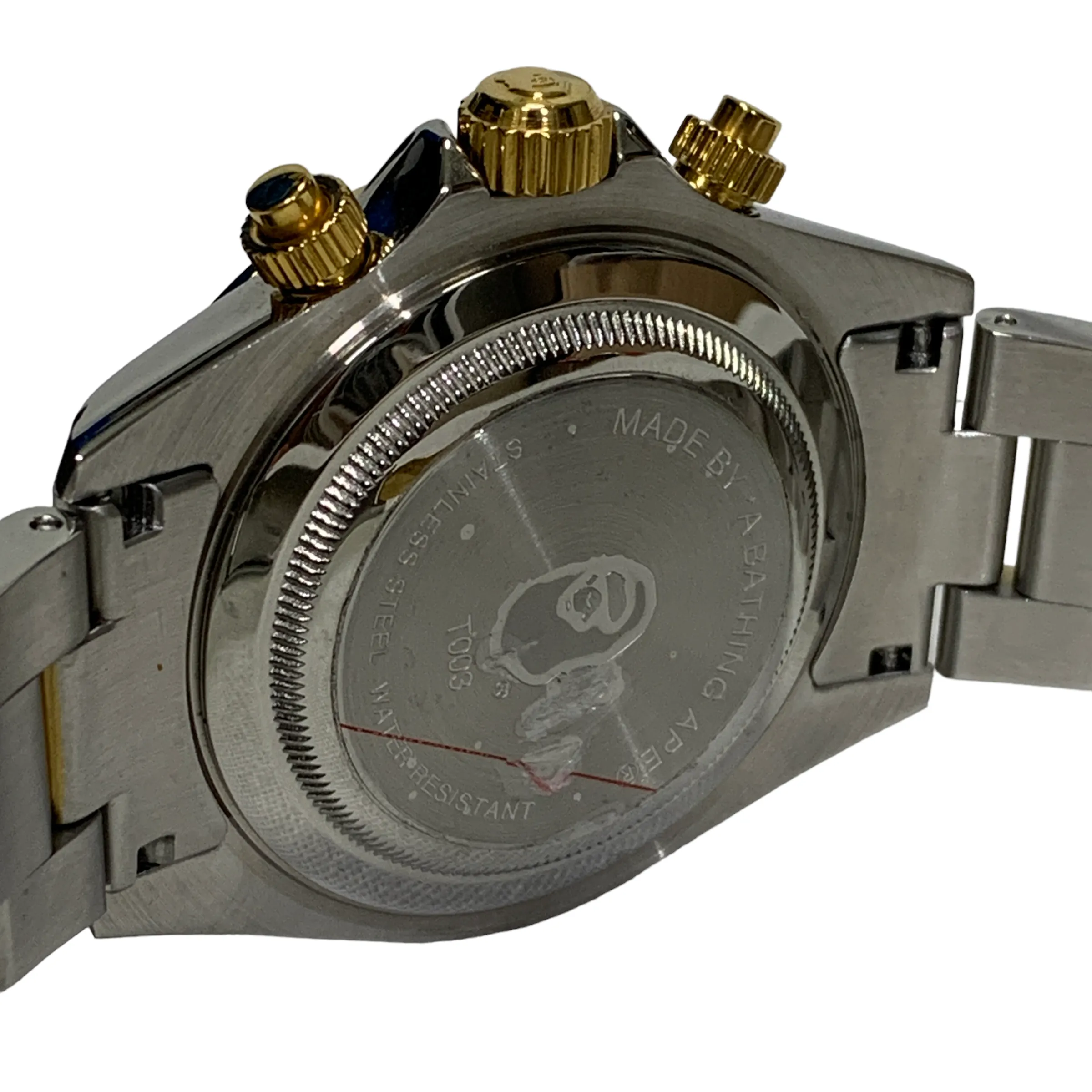 A Bathing Ape Bape Type 3 Bapex Daytona Watch Silver Gold