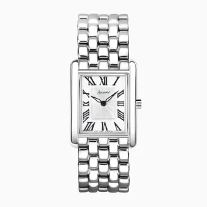 Accurist Rectangle Ladies Watch | Silver Case & Stainless Steel Bracelet with White Dial | 26mm