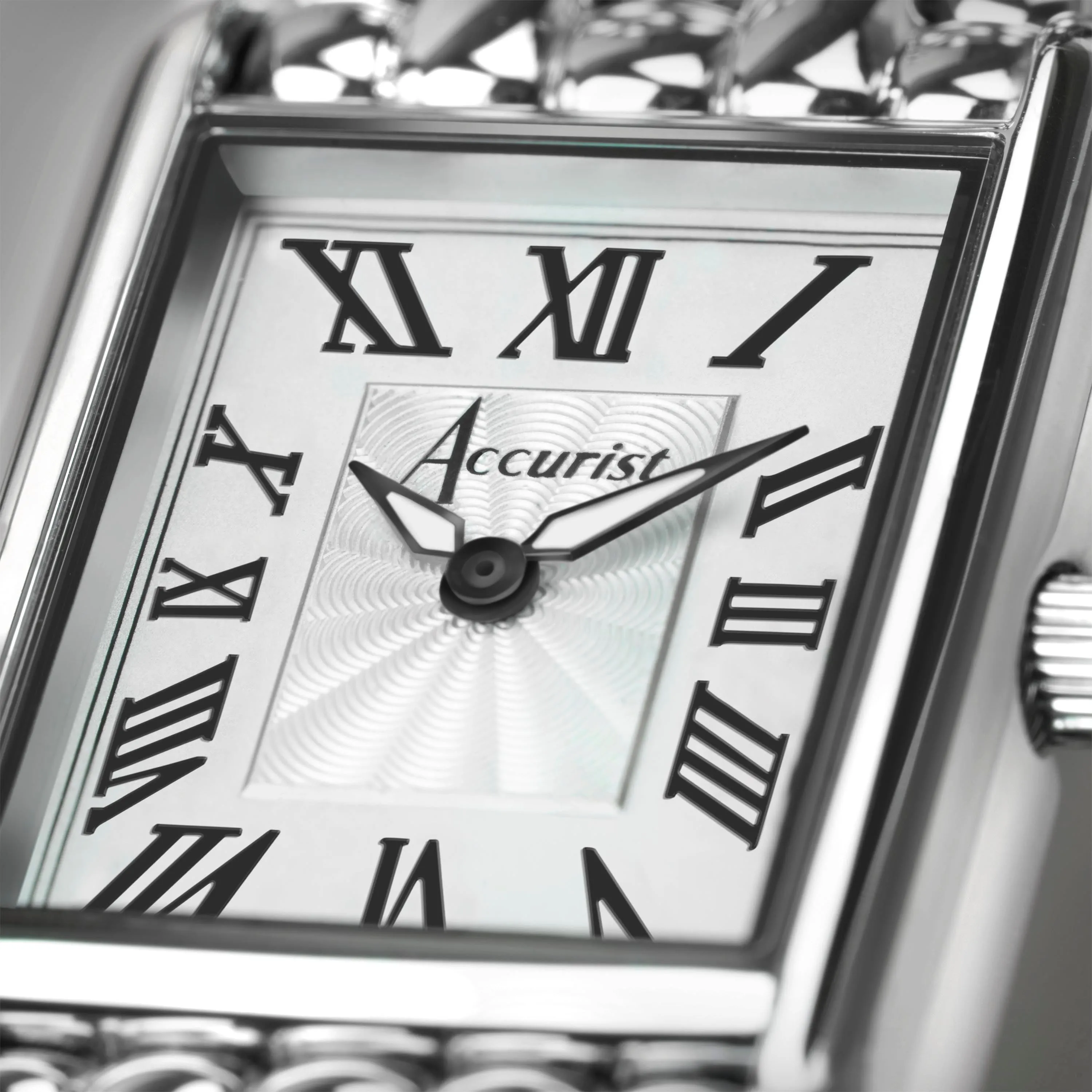 Accurist Rectangle Ladies Watch | Silver Case & Stainless Steel Bracelet with White Dial | 26mm