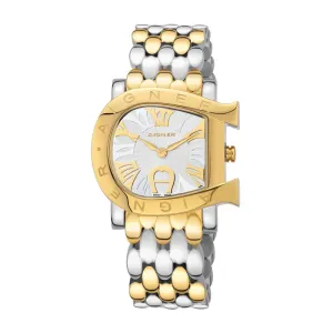 Aigner Mas Ladies Watch Stainless Steel / Gold Plated Case With Silver White Dial