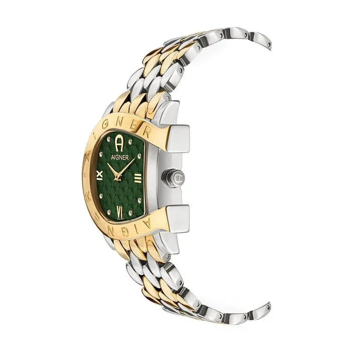 AIGNER Women's Massa Green Dial Silver-Gold Bracelet Watch