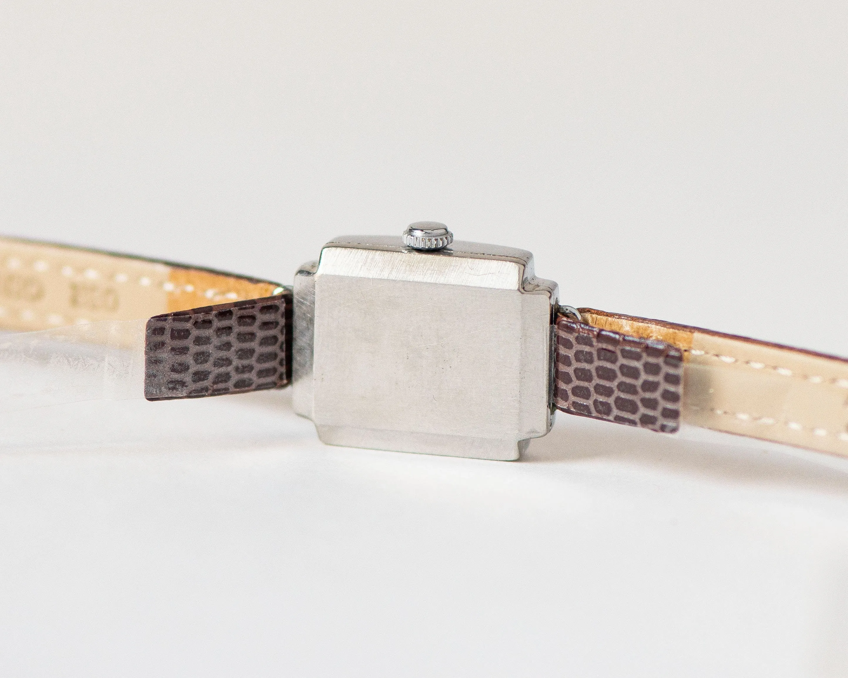 Art deco style watch for women Ray, women's watch silver shade square, classic lady watch retro jewelry gift her, new premium leather strap
