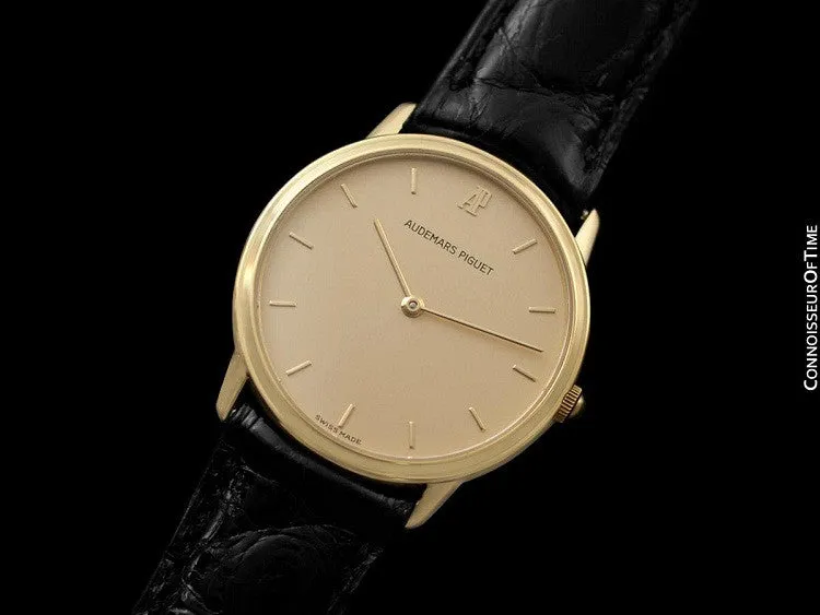 Audemars Piguet Round Midsize Mens Dress Watch - 18K Gold with AP Band & Buckle