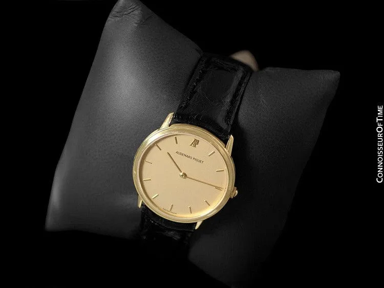 Audemars Piguet Round Midsize Mens Dress Watch - 18K Gold with AP Band & Buckle