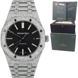 Audemars Piguet Royal Oak Black 41mm DIAMOND 15400ST.OO.1220ST.01 Steel Watch