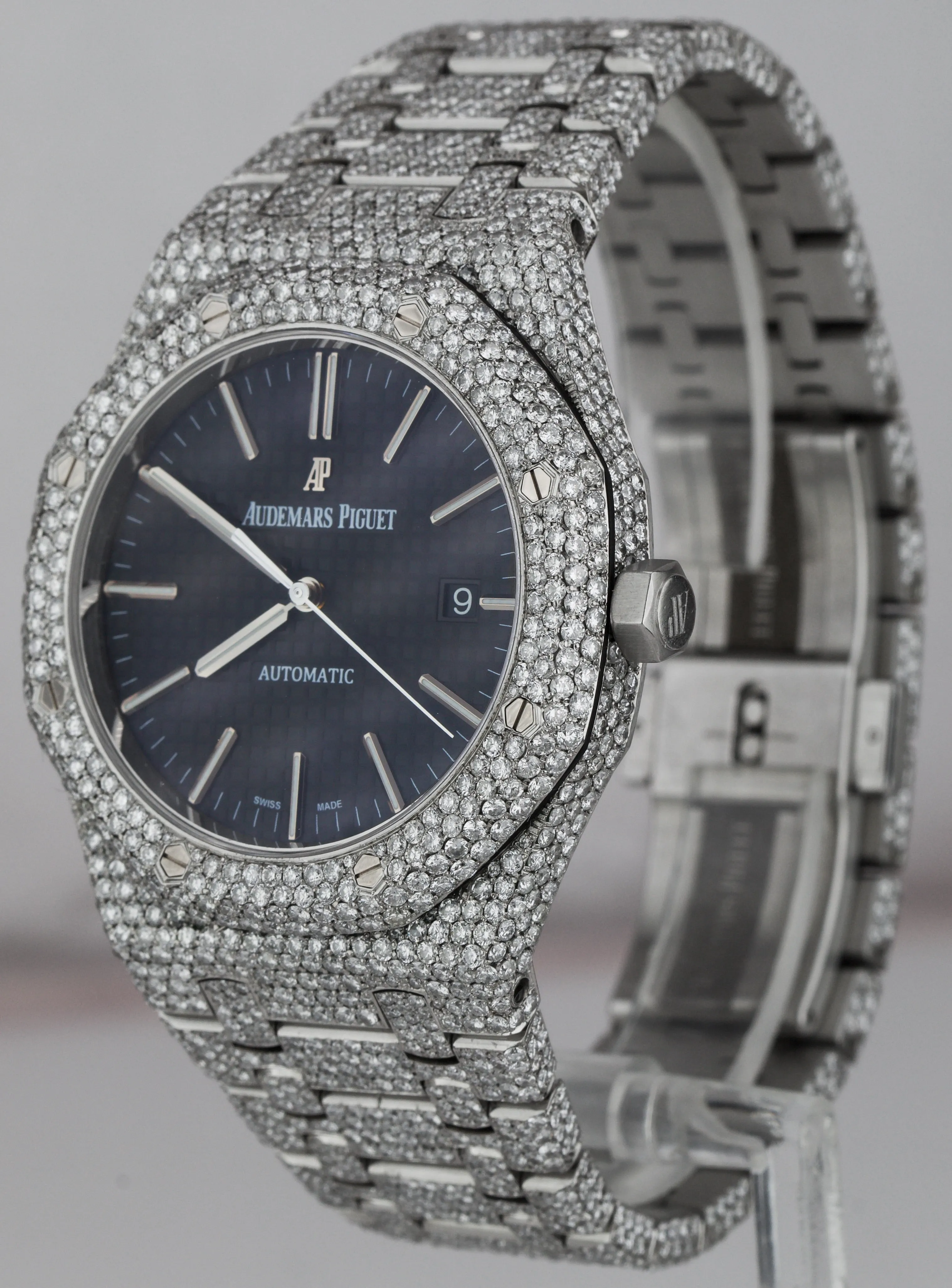 Audemars Piguet Royal Oak Black 41mm DIAMOND 15400ST.OO.1220ST.01 Steel Watch