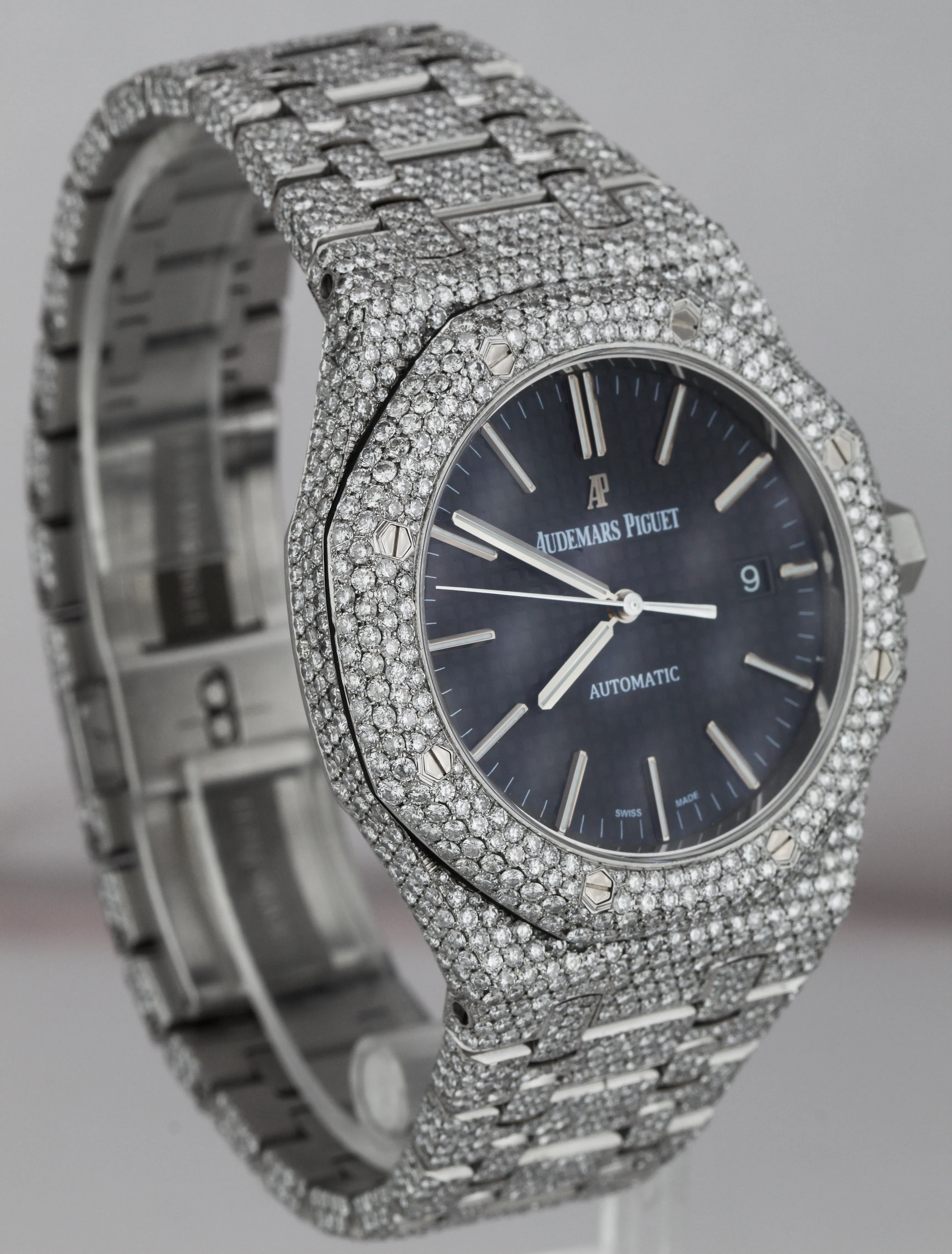 Audemars Piguet Royal Oak Black 41mm DIAMOND 15400ST.OO.1220ST.01 Steel Watch