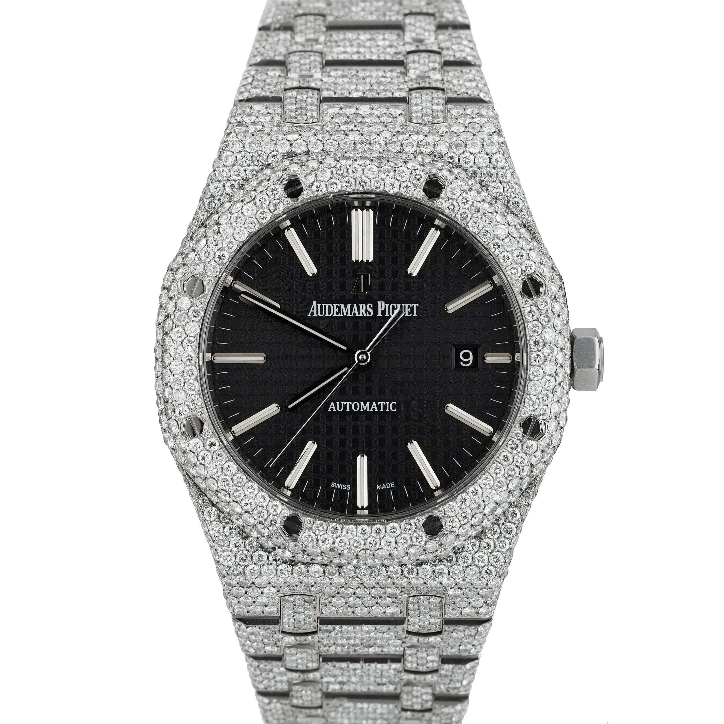Audemars Piguet Royal Oak Black 41mm DIAMOND 15400ST.OO.1220ST.01 Steel Watch