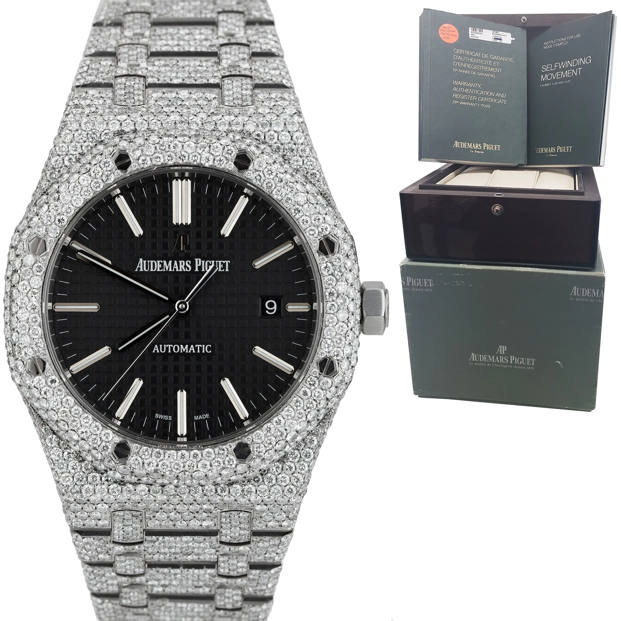Audemars Piguet Royal Oak Black 41mm DIAMOND 15400ST.OO.1220ST.01 Steel Watch