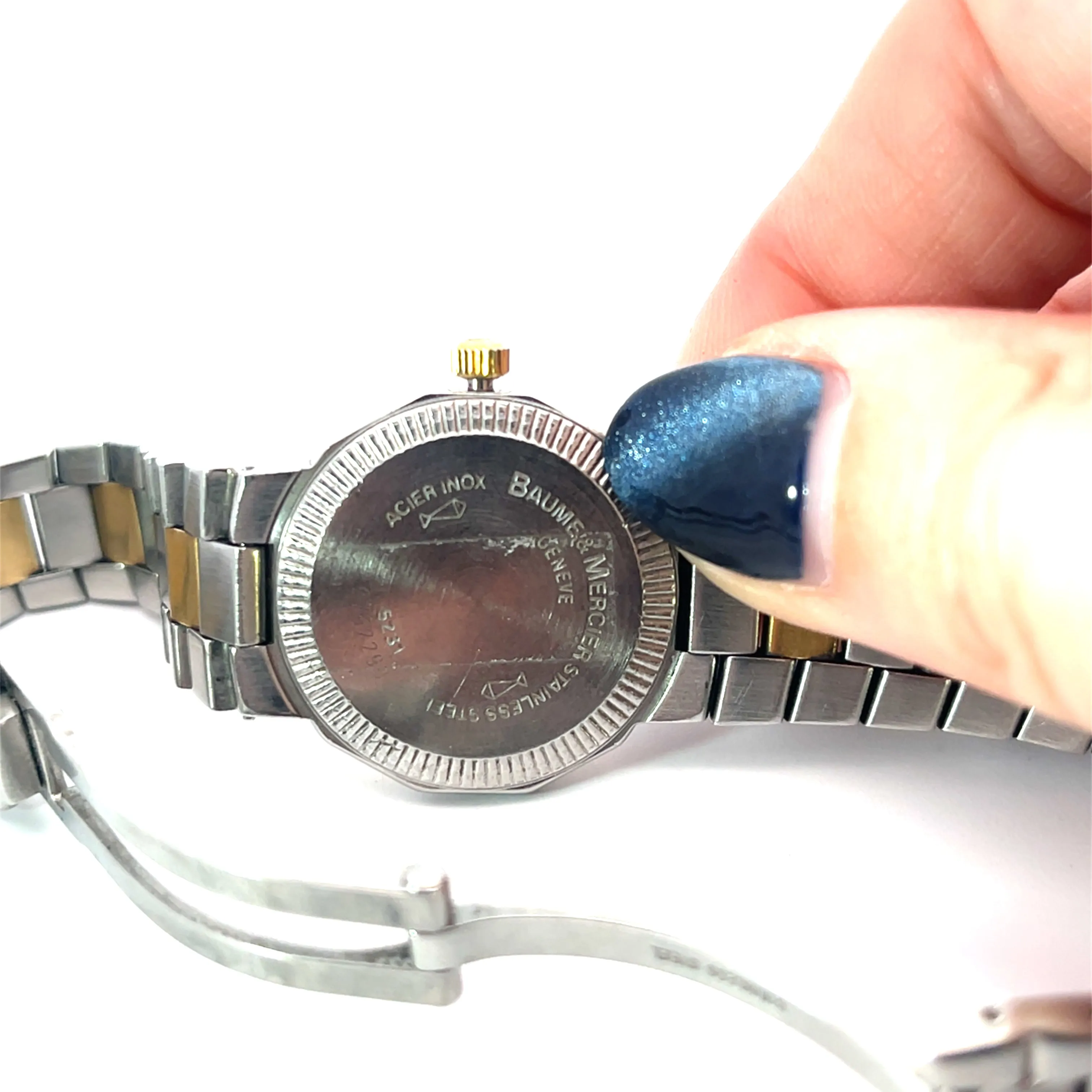 Baume & Marcier Riviera Two Tone Gold Plated/ Stainless Watch Mother of Pearl Dial Watch Preowned