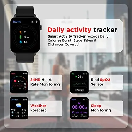 boAt Wave Lite | Smartwatch with 1.69" (4.29 cm) HD Display, Health Monitors, 100  Watch Faces, 10 Active Sports Modes