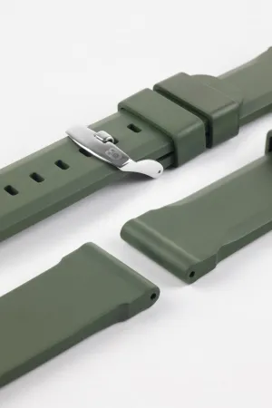Bonetto Cinturini 317 Premium Rubber Watch Strap in DARK GREEN
