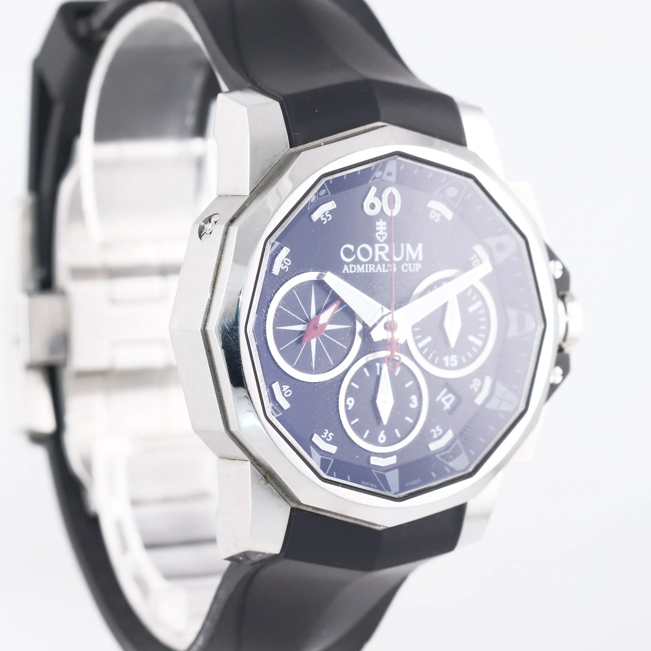 BOX PAPERS Corum Admiral's Cup Challenge 44 Steel 01.0071 Chronograph Date Watch