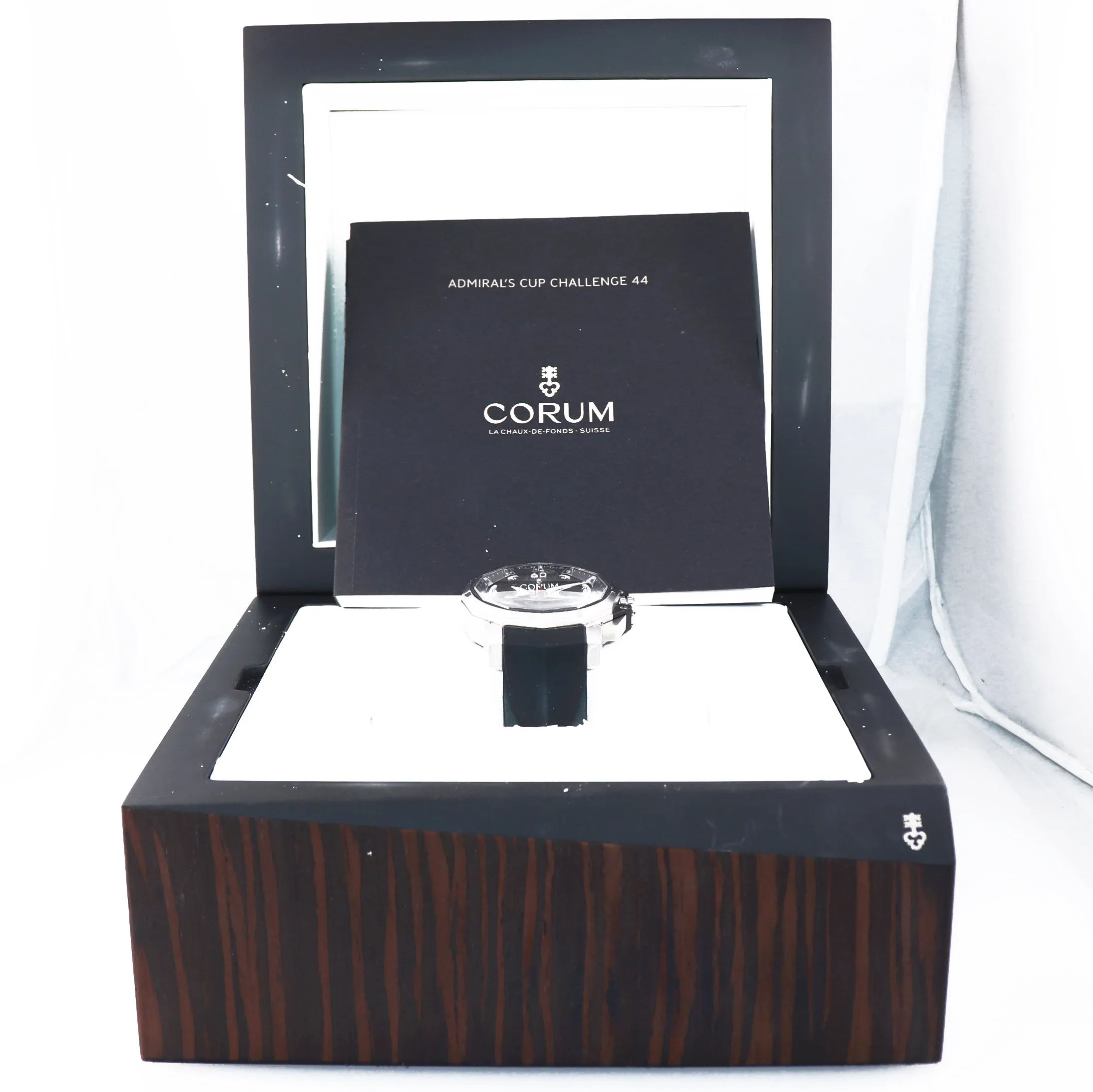 BOX PAPERS Corum Admiral's Cup Challenge 44 Steel 01.0071 Chronograph Date Watch