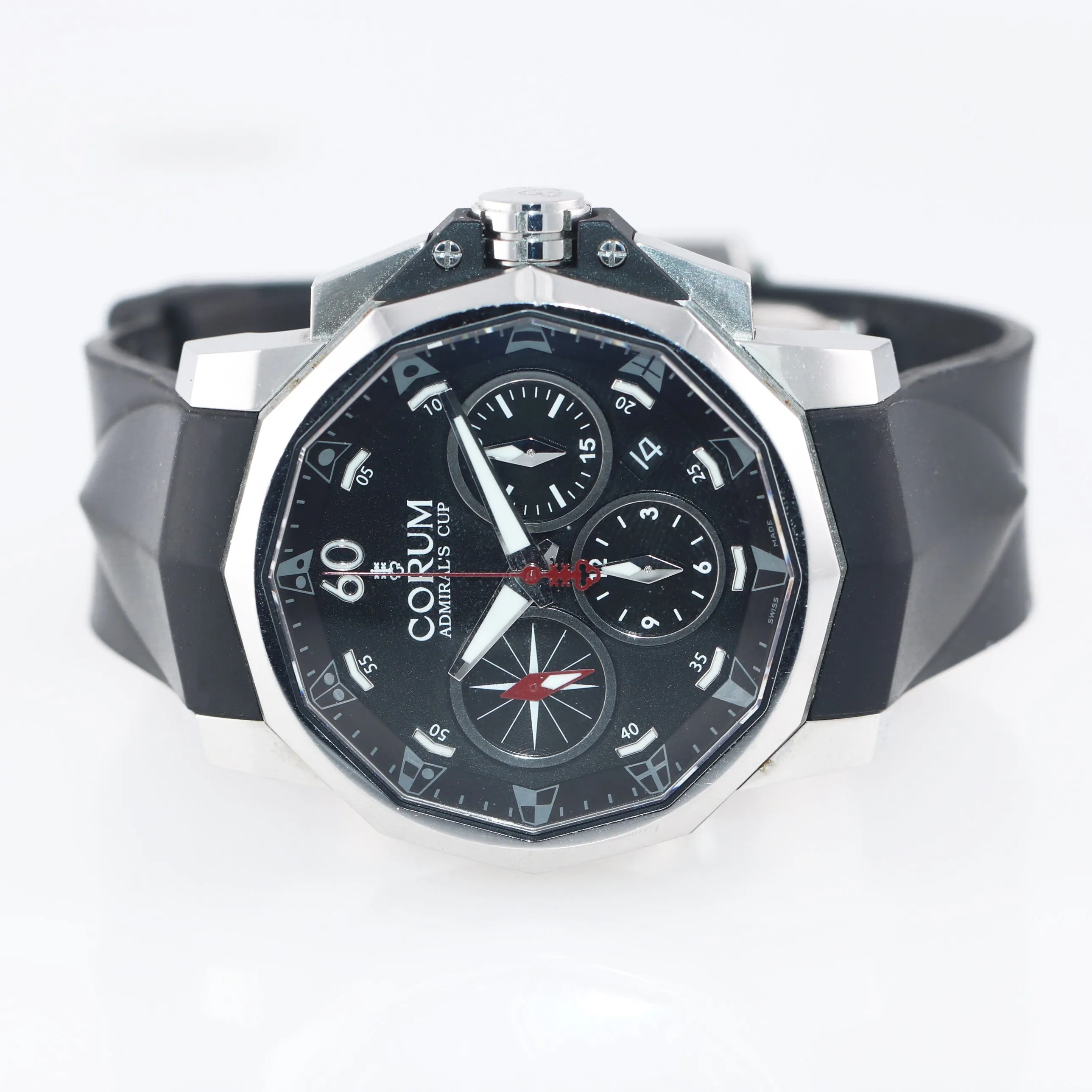 BOX PAPERS Corum Admiral's Cup Challenge 44 Steel 01.0071 Chronograph Date Watch