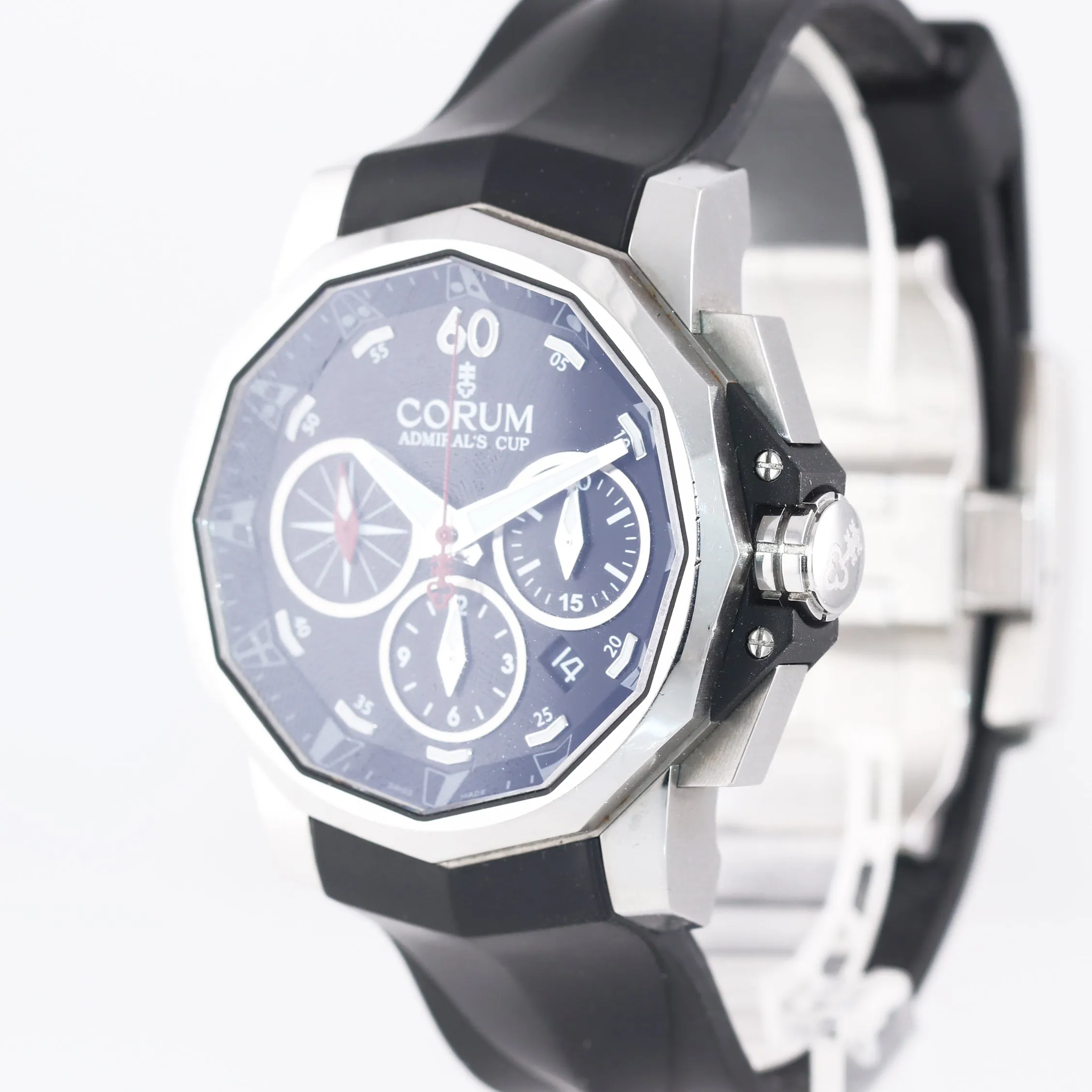 BOX PAPERS Corum Admiral's Cup Challenge 44 Steel 01.0071 Chronograph Date Watch