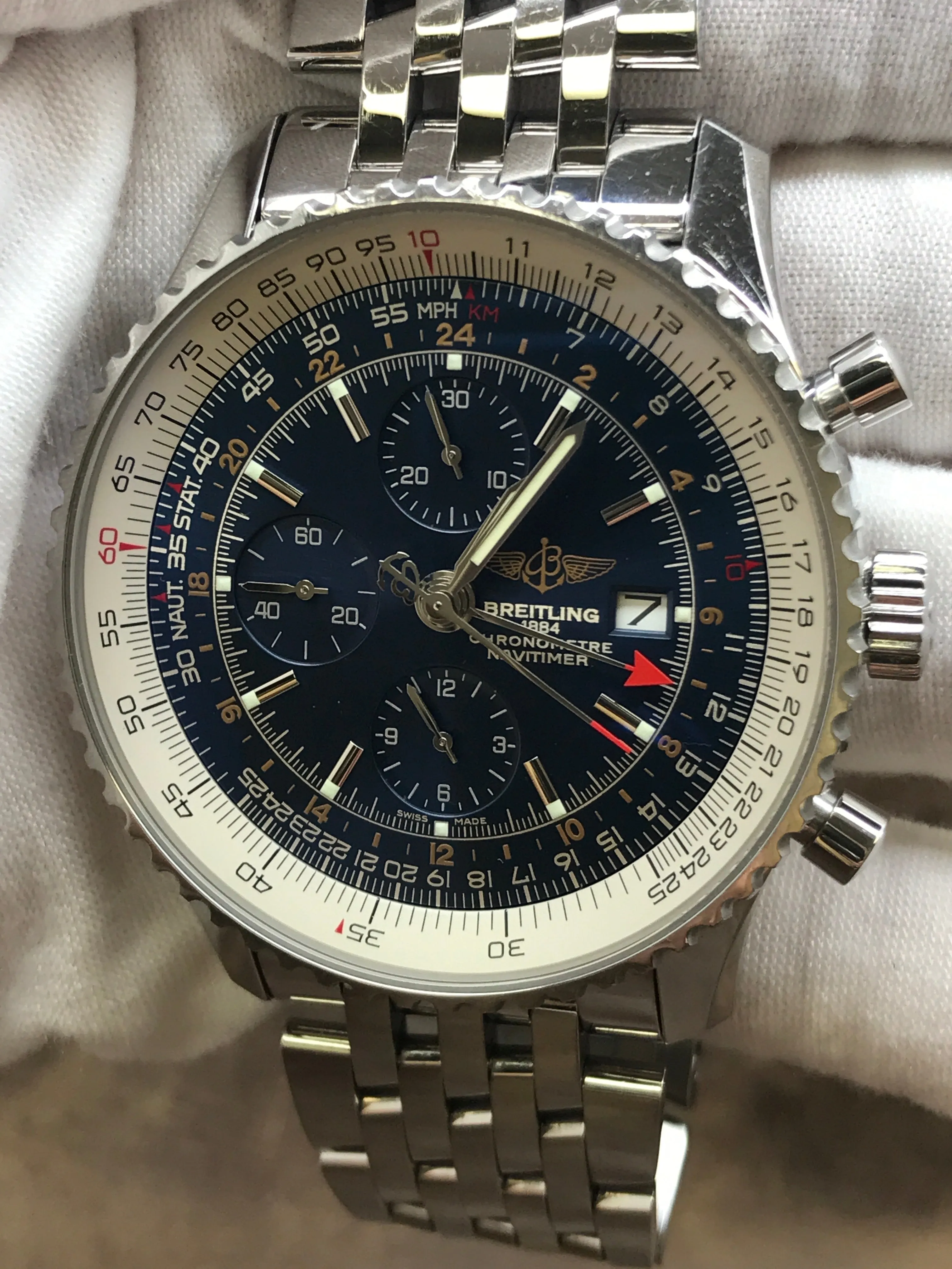Breitling Navitimer Chronograph 46 GMT A24322121C2A1 Blue Dial Automatic Men's Watch