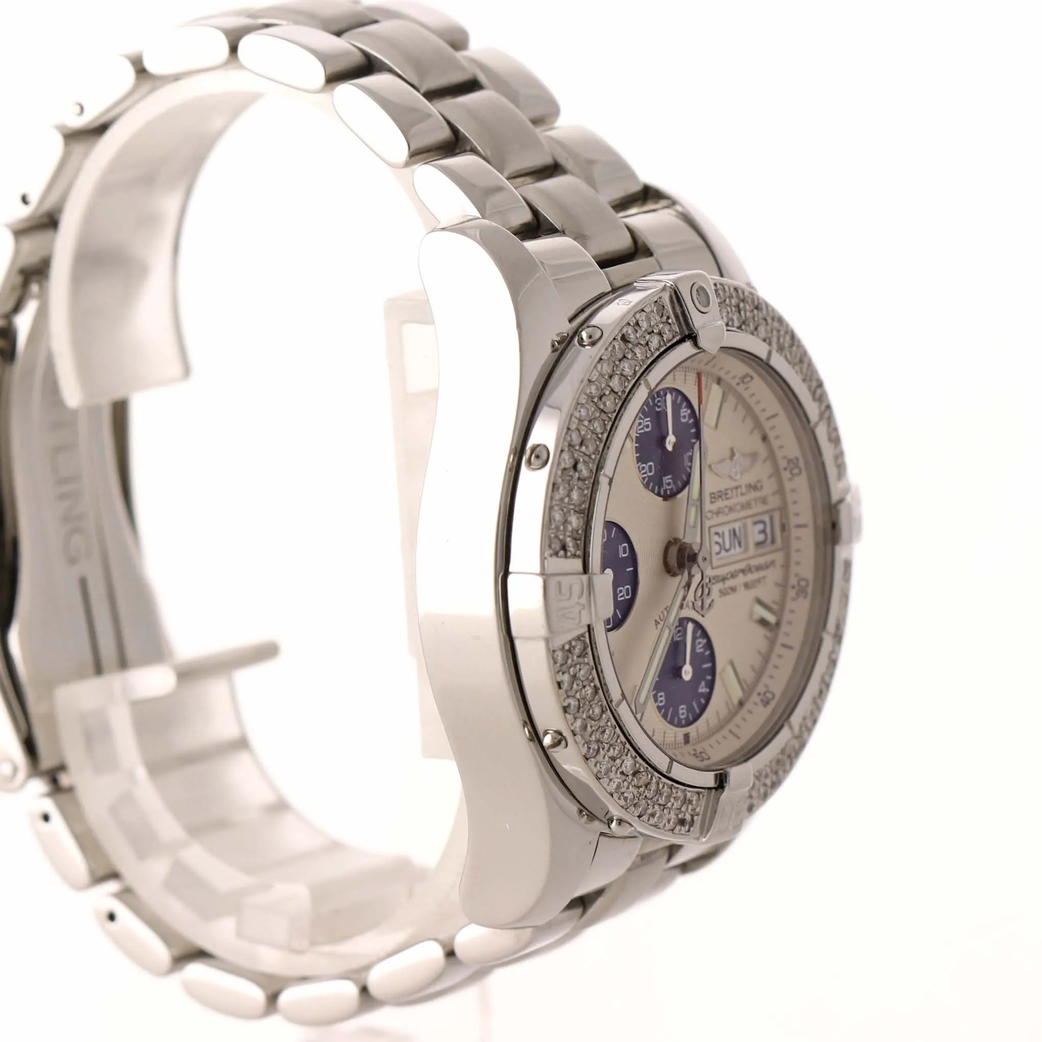 Breitling SuperOcean Chronograph A13340 42mm Day Date Steel Diamond Bezel Watch