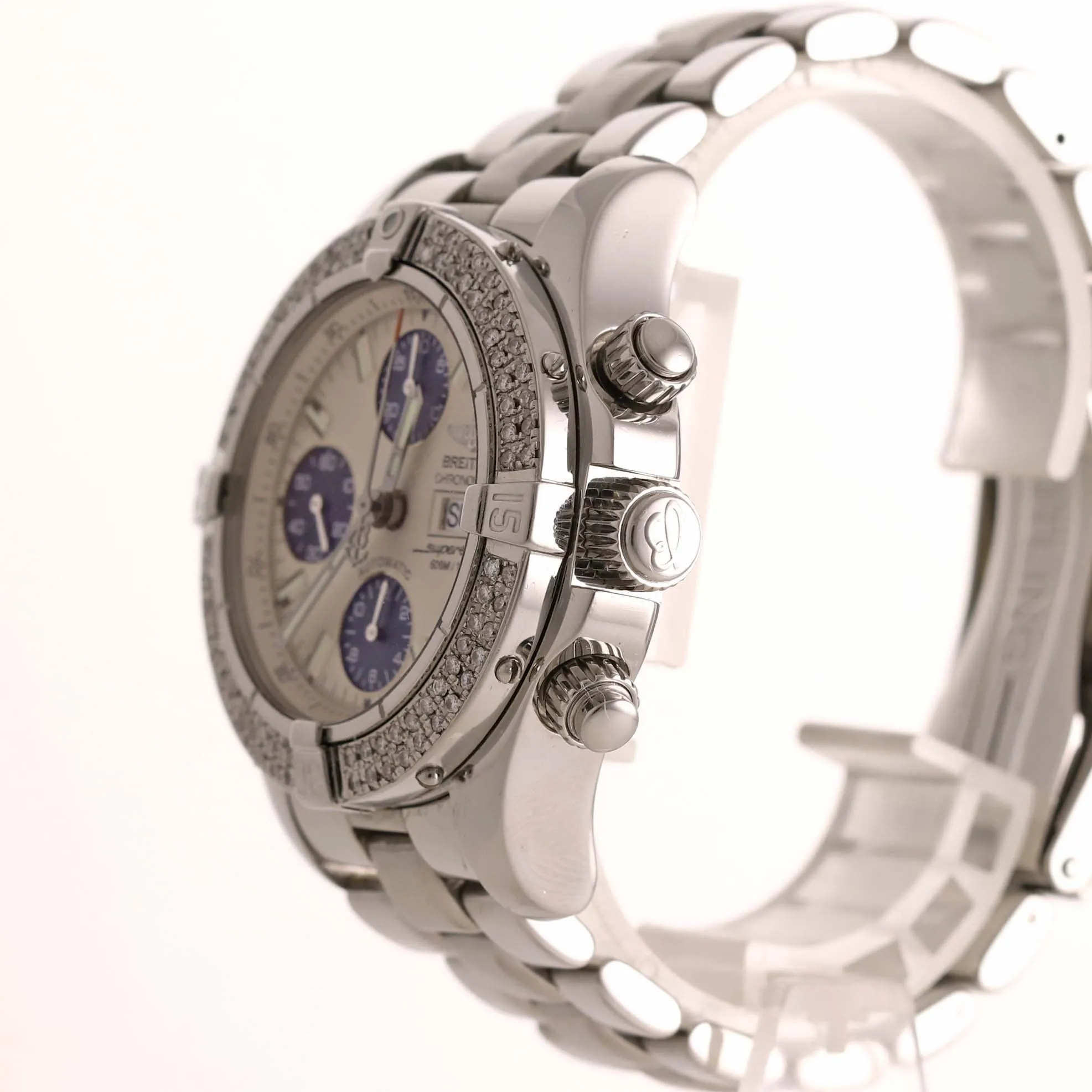 Breitling SuperOcean Chronograph A13340 42mm Day Date Steel Diamond Bezel Watch