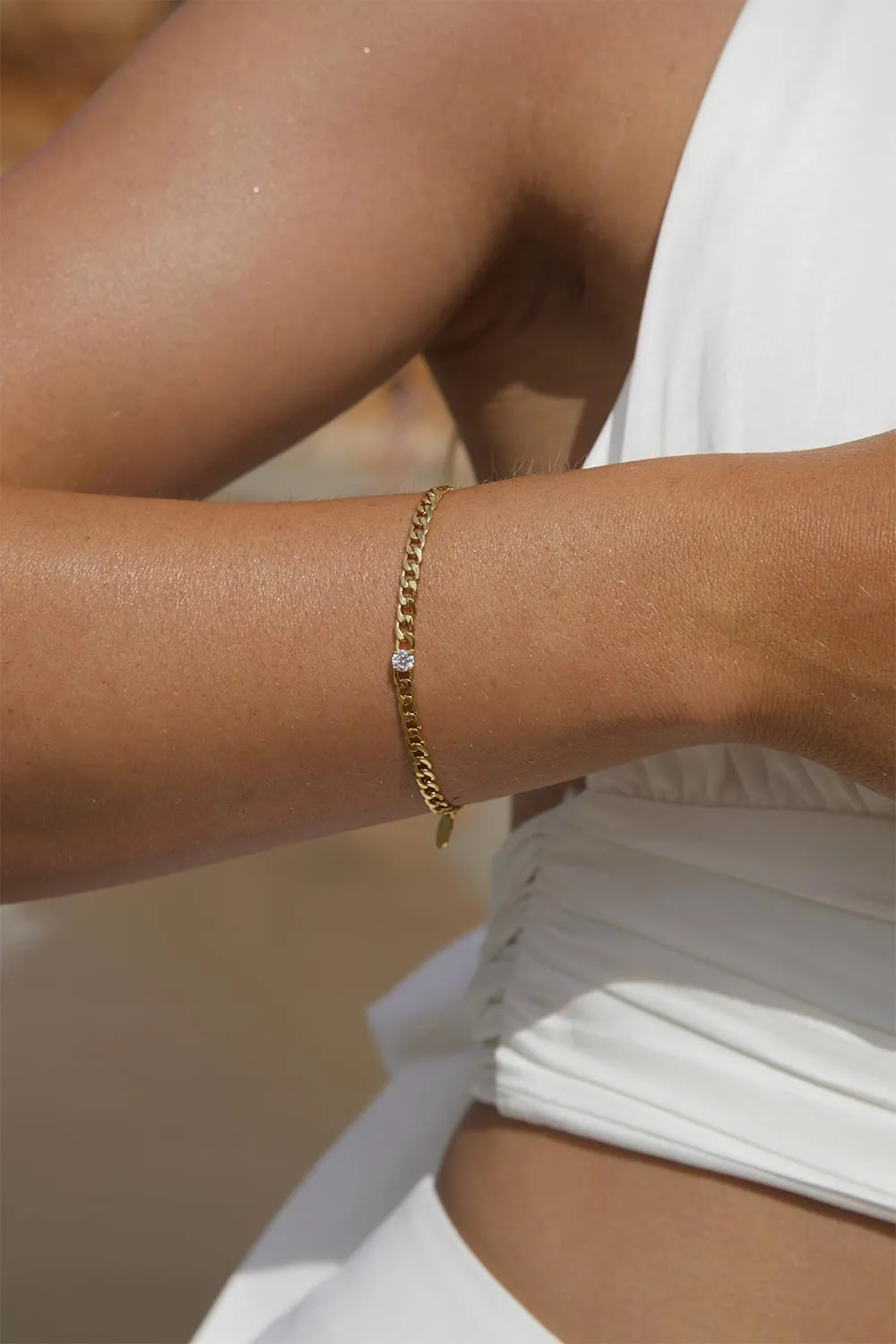 Brilliant Curb Bracelet 18K Gold Plated