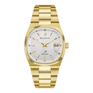 Bulova Super Seville Mens Gold Tone White Dial Watch