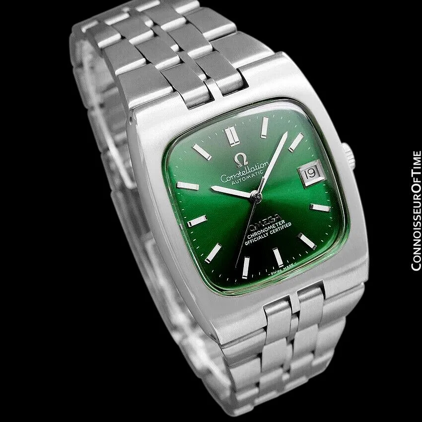 c. 1968 Omega Constellation Mens Automatic Chronometer Watch with Emerald Green Dial - Stainless Steel