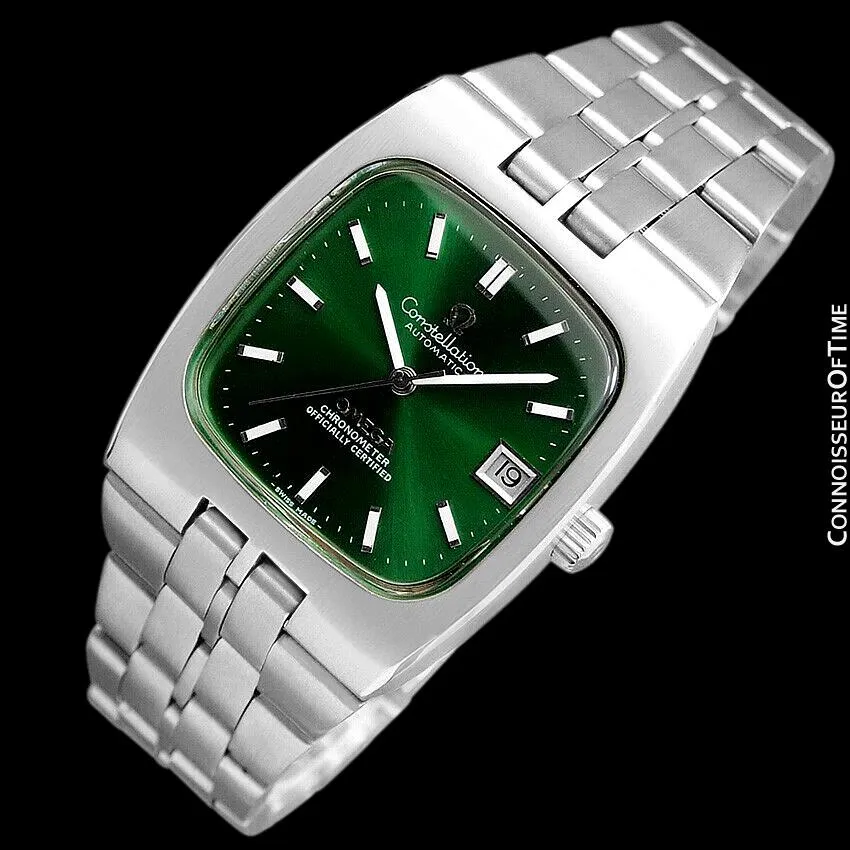 c. 1968 Omega Constellation Mens Automatic Chronometer Watch with Emerald Green Dial - Stainless Steel
