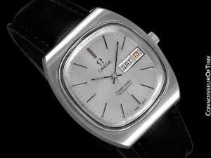 c. 1983 Omega Seamaster Vintage Mens TV Watch, Automatic, Day Date - Stainless Steel